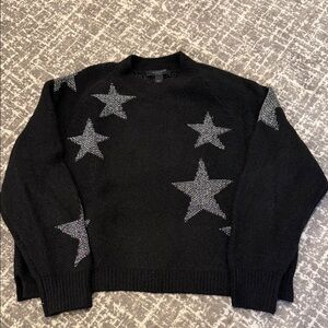 All Saints Black Sweater with Silver Star Accents